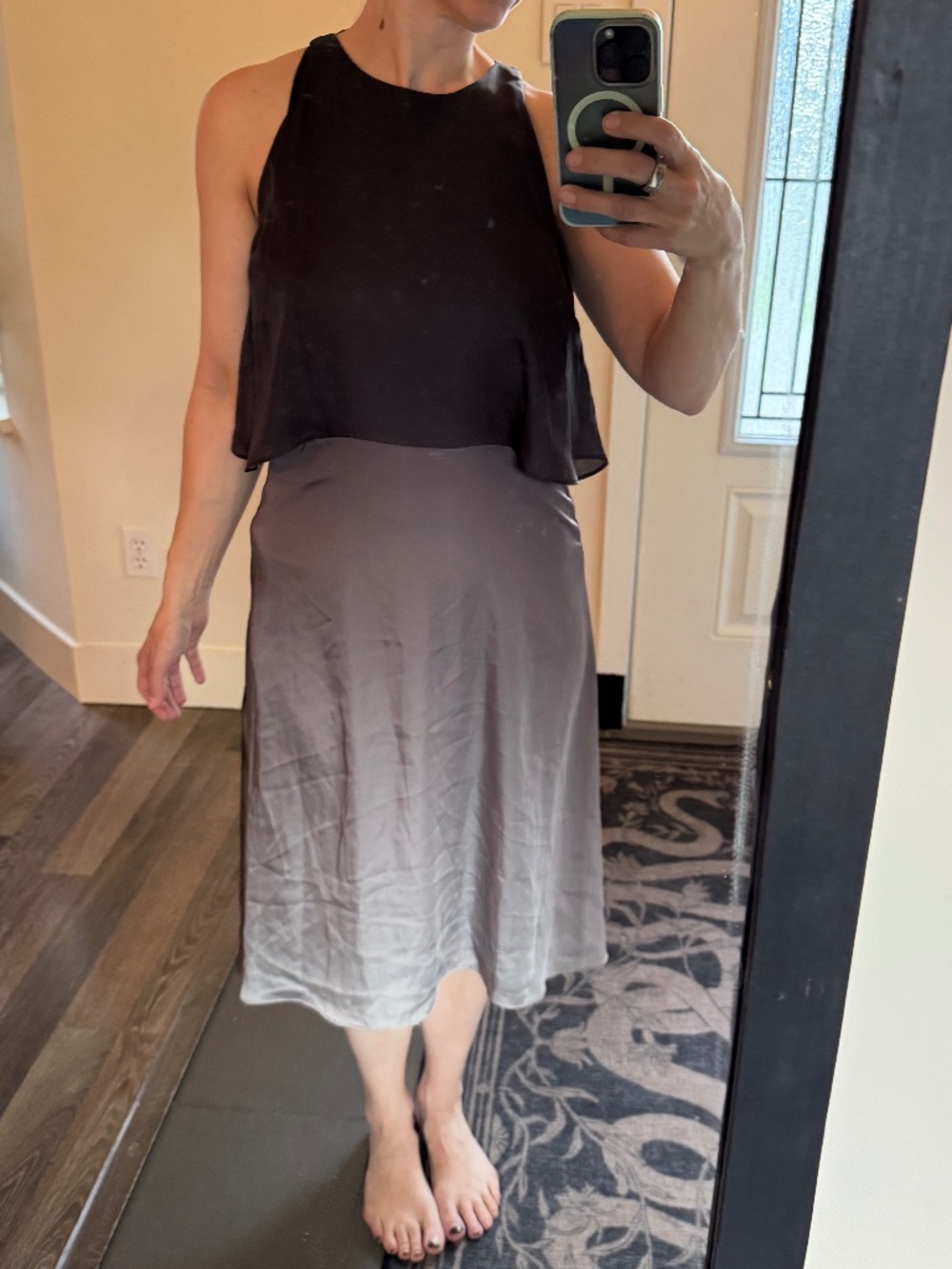 Halston Heritage Ombré Draped Hi-Low Dress Size 0 Black Grey - Picture 6 of 6